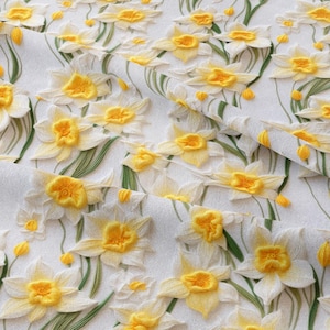 Spring-Inspired Daffodil Floral Digital Print Microfiber Polyester Fabric - Decorative & Upholstery-Furniture-Drapery-PES