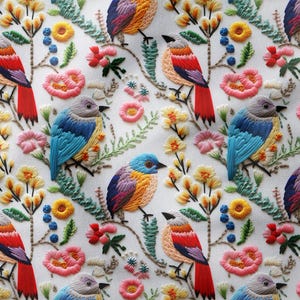 Multi-Purpose Decorative Design Digital Printing Fabric With 3D Colorful Floral Bird Pattern-Upholstery-Furniture-Drapery-PES