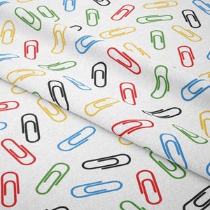 Alize Fabrics-Upholstery-Furniture-Drapery-PES- Back to School, Digital Printed Fabric with Colorful Paperclip Pattern