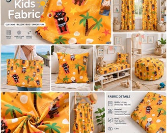 Tela infantil de verano, tela con estampado playero, tela con dibujos animados bonitos, tela infantil cortada a medida, tela para tapicería de guardería, cortinas, cojines y bolsos.