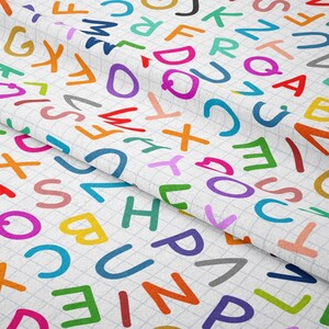 Alize Fabrics-Upholstery-Furniture-Drapery-PES- Back to School, Digital Printed Fabric with Colorful Letters Pattern