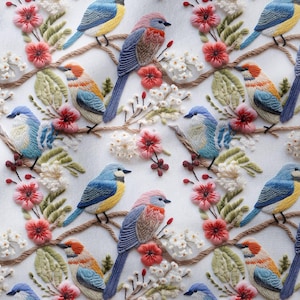 Multi-Purpose Decorative Design Digital Printing Fabric With 3D Colorful Floral Bird Pattern-Upholstery-Furniture-Drapery-PES