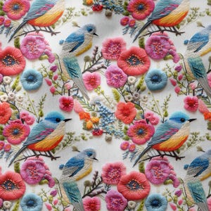 Multi-Purpose Decorative Design Digital Printing Fabric With 3D Colorful Floral Bird Pattern-Upholstery-Furniture-Drapery-PES