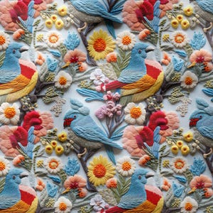 Multi-Purpose Decorative Design Digital Printing Fabric With 3D Colorful Floral Bird Pattern-Upholstery-Furniture-Drapery-PES