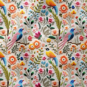 Multi-Purpose Decorative Design Digital Printing Fabric With 3D Colorful Floral Bird Pattern-Upholstery-Furniture-Drapery-PES