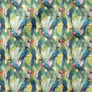 Alize Fabrics-Upholstery-Furniture-Drapery-PES- Summer Fabric,Tropical Animals,Tropical plants, Rainbow Parrot and toucan fabric by the yard