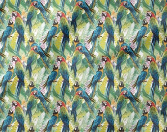 Alize Fabrics-Upholstery-Furniture-Drapery-PES- Summer Fabric,Tropical Animals,Tropical plants, Rainbow Parrot and toucan fabric by the yard
