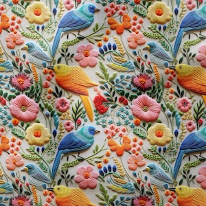Multi-Purpose Decorative Design Digital Printing Fabric With 3D Colorful Floral Bird Pattern-Upholstery-Furniture-Drapery-PES