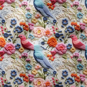 Multi-Purpose Decorative Design Digital Printing Fabric With 3D Colorful Floral Bird Pattern-Upholstery-Furniture-Drapery-PES