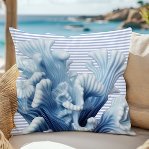Blue Coral Pattern Cushion Cover, Poster Print Fabric, Home Decoration,Pillow Cover,Unique Cushion Cover,Home Decor