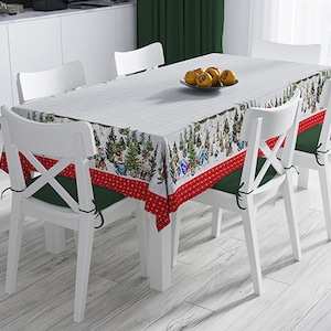 Christmas tablecloth, rectangle tablecloth, Winter tablecloth, Christmas decor, Christmas home, Christmas Gift, Santa gnomes