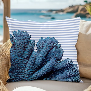 Blue Coral Pattern Cushion Cover, Poster Print Fabric, Home Decoration,Pillow Cover,Unique Cushion Cover,Home Decor