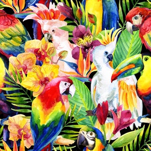 Alize Fabrics-Upholstery-Furniture-Sofa-Drapery-Home Decor-Summer Fabric,Tropical Animal,Watercolor effect rainbow parrot fabric the yards