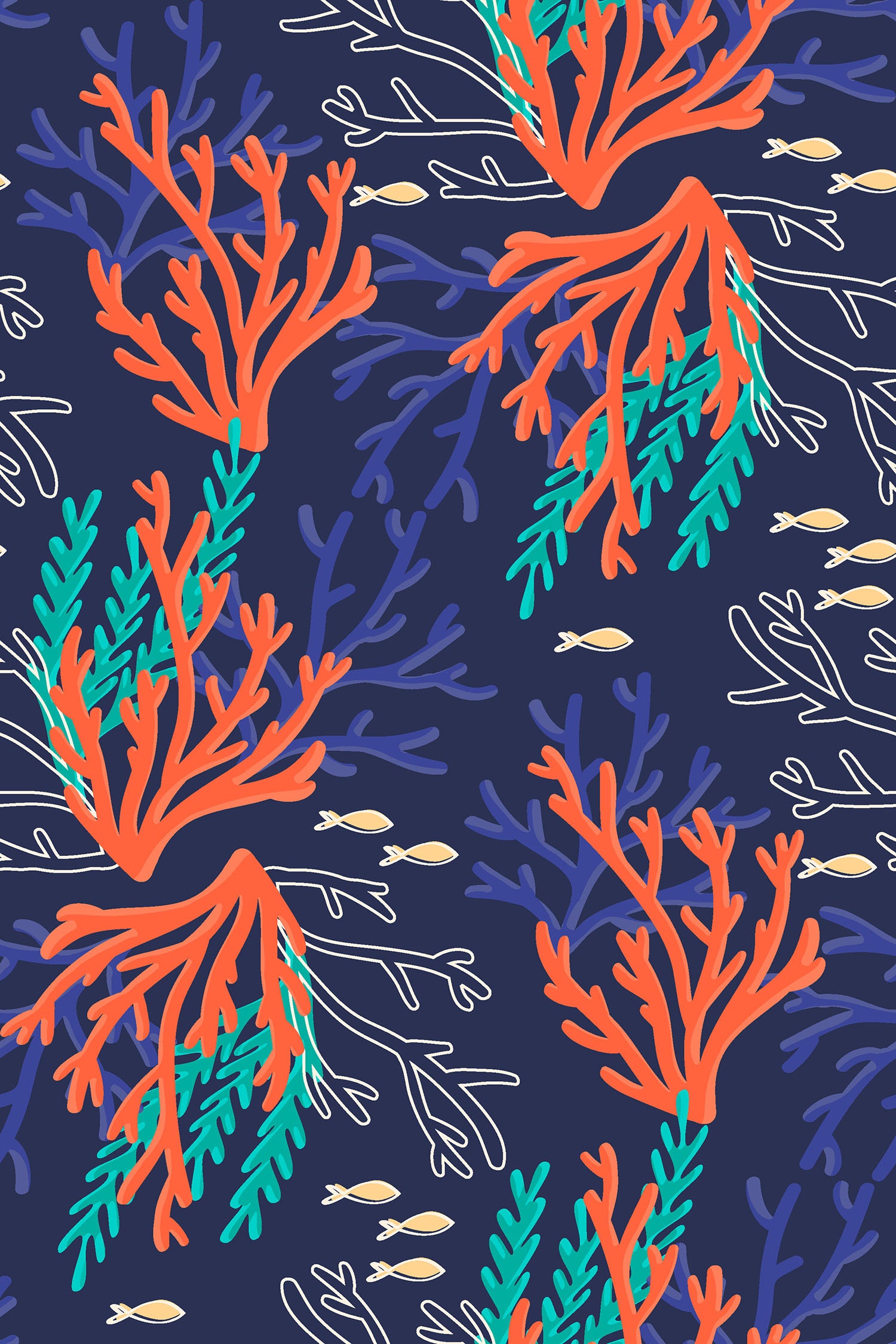 Coral Reef Upholstery Fabric by the Yard Colorful Marine Etsy