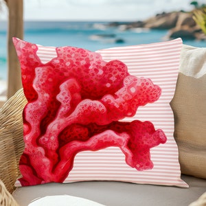 Red Coral Pattern Cushion Cover, Poster Print Fabric, Home Decoration,Pillow Cover,Unique Cushion Cover,Home Decor