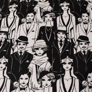 Alize Fabrics-Upholstery-Furniture-Drapery-Sofa-Home Textile Project-PES-Art Deco Fabrics- Black and White People costume fabric by the yard