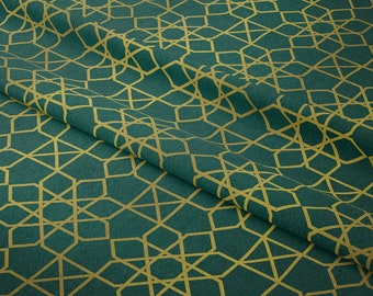 Ramadan Kollektion - Dunkelgrüne Authentische Muster Design Stoff Ramadan Dekor - Islamische Dekor-Ramadan Eid Stoffe-Kalligrafischer Stoff