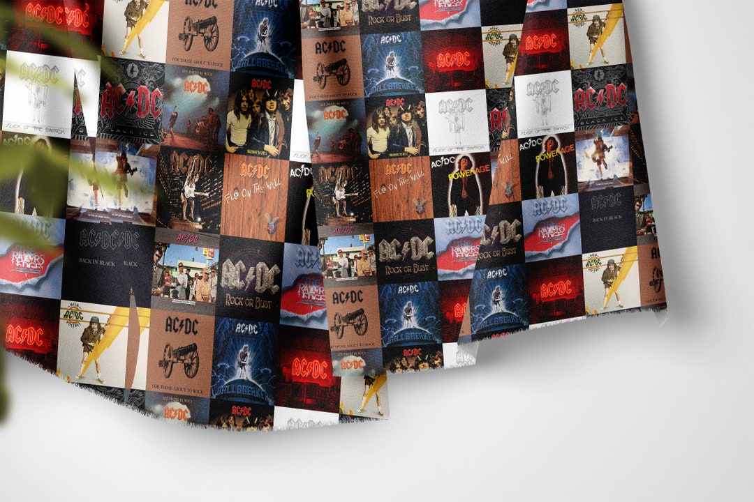 AC/DC Album Covers Patterns, Decorative Upholstery Fabric, Digital ...