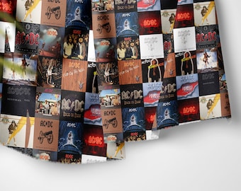 AC/DC Album Covers Patterns, Decorative Upholstery Fabric, Digital Printed Indoor Outdoor Fabric
