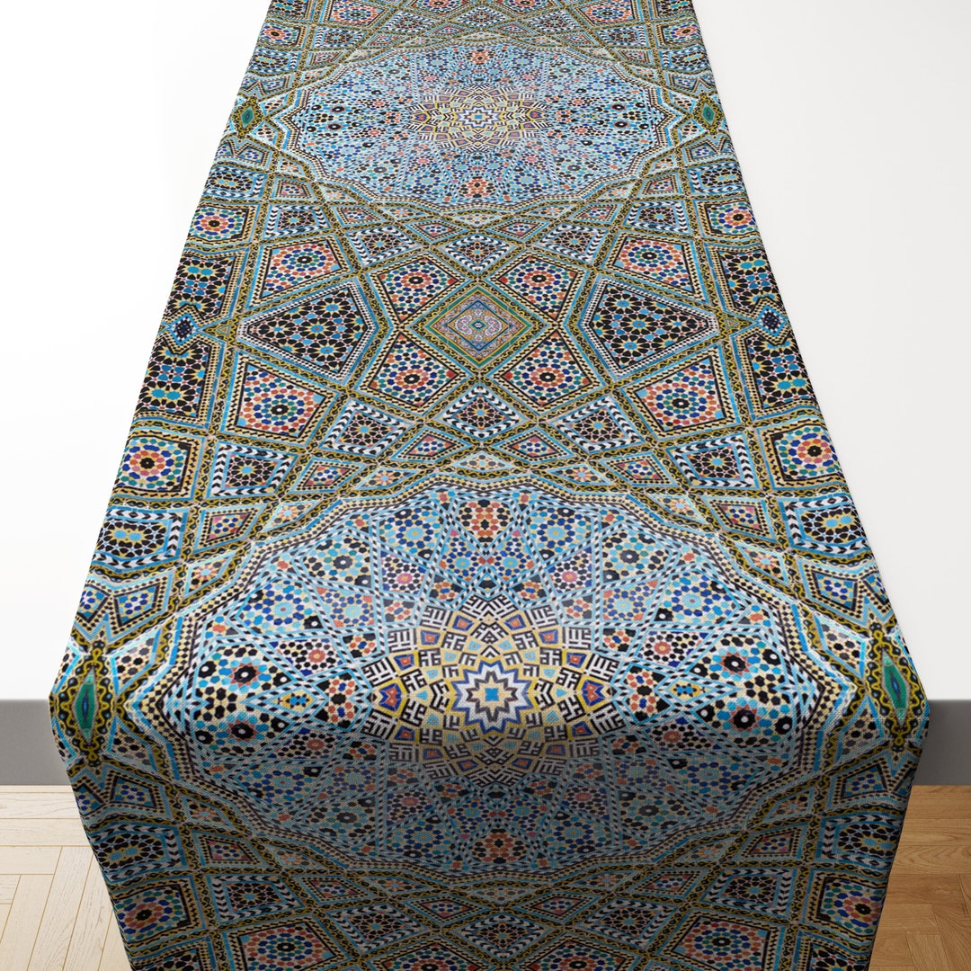 Islamic Table Runner-mubarak Ramadan Karem Table Runner, Green and Gold ...