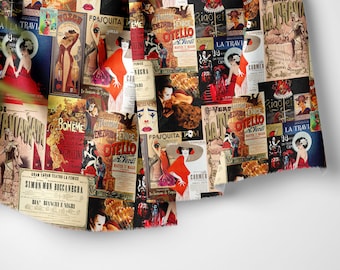 Alize Fabrics -Upholstery-Furniture-Drapery-Sofa-Home Textile Project -PES-Retro Fabrics - Retro Opera Posters Fabric