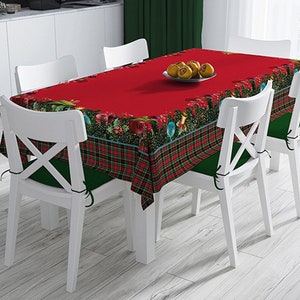 Christmas tablecloth, rectangle tablecloth, Winter tablecloth, Christmas decor, Christmas home, Christmas Gift, Santa gnomes