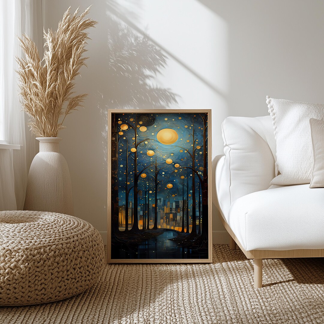 Abstract City Nightscape Fabric Panel – Rectangular Digital Print on ...
