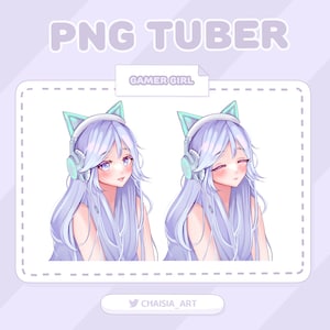 Gamer Girl PNG Tuber/PNGtuber Avatar for Twitch streamers, Discord, Youtube, TikTok/ Cute, Kawaii, Ready to Use