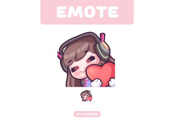 Cute DVA Overwatch Love Sticker Emote for Twitch Streamers Etsy