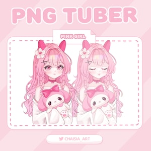 Melody Cute Pink Girl PNG Tuber/ PNGTuber Avatar Model for Youtube, Discord, Twitch Streamers, Streaming, Kawaii, Aesthetic, Girly