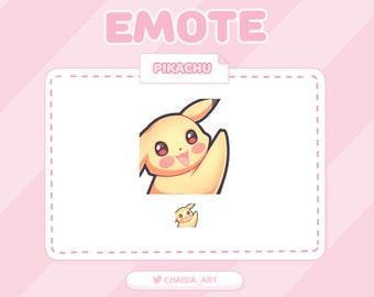 Pikachu Pokemon Hello Wave Emote for Twitch Streamers/ Youtube, Discord/ Cute, Aesthetic, Kawaii