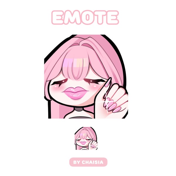 Anime Chibi Girl Pink Hair Slay Cool Pretty Cute Emote Icon for Twitch streamers, Discord, Youtube/ Kawaii, Aesthetic
