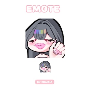 アニメちびガール黒髪スレイクールかわいい絵文字アイコンTwitchストリーマー、Discord、Youtube /かわいい、美的