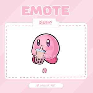 Kirby Boba Sip Emote für Twitch Streamer, Discord, Youtube, Cute, Kawaii, Simple, Pastel, Aesthetic