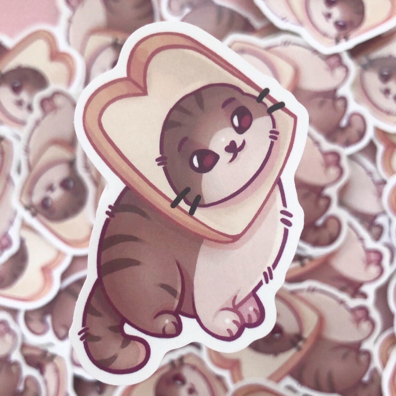 Cute Meme Bread Cat Sticker Waterproof Etsy
