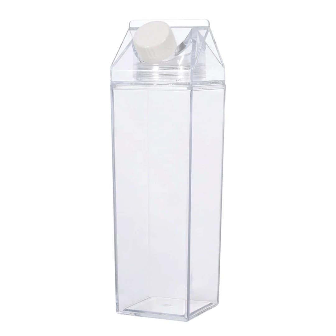 Clear Milk Carton Water Bottle  Water bottle, Bottle, Glass water bottle