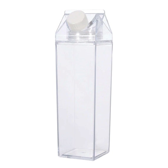 Wholesale 30 or 60 Pcs Reusable Clear Water Bottle Milk Box Carton Shape  Plastic Drink Bottle 500ML 