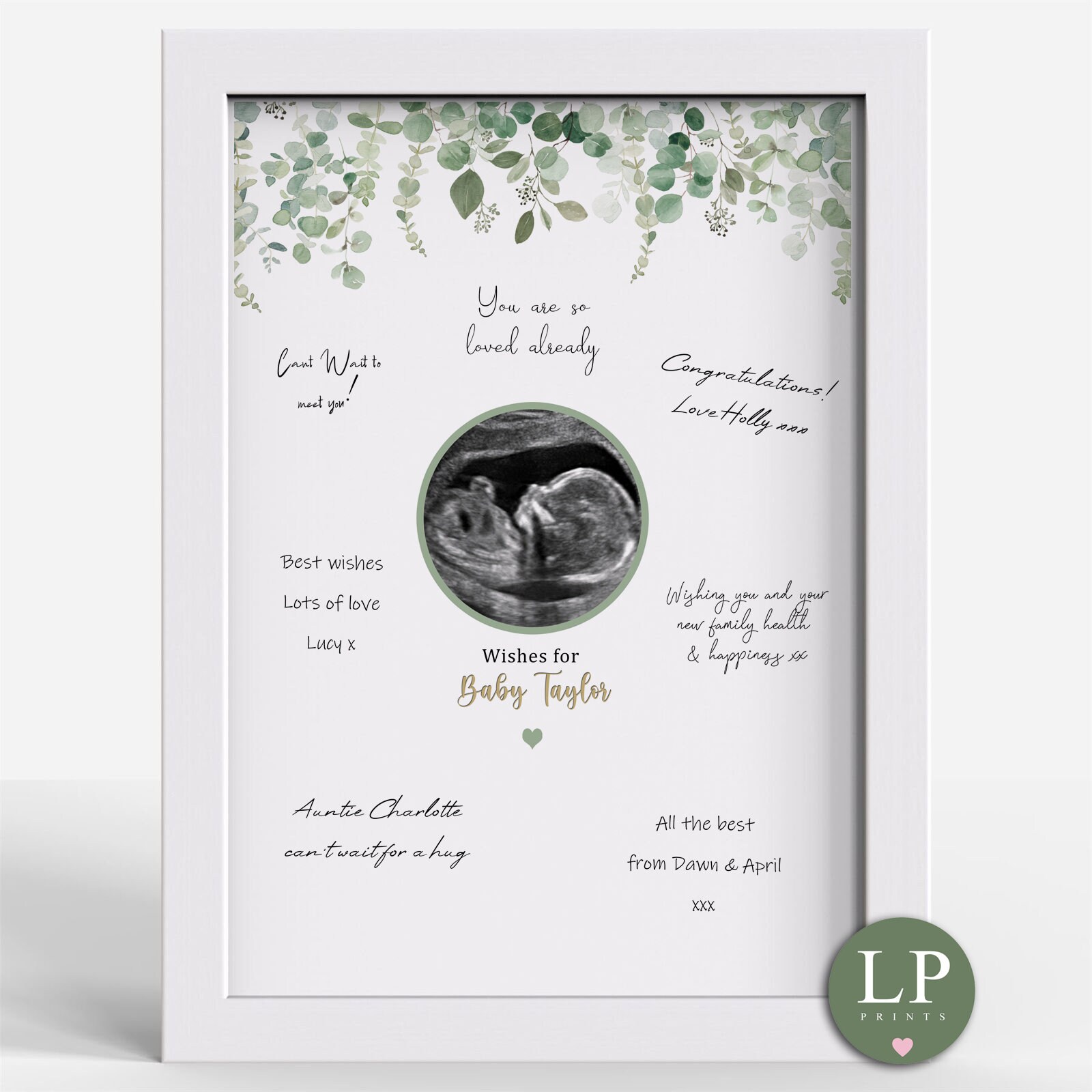 Personalised Baby Shower Scan Photo Guestbook Print Sage Green Etsy UK