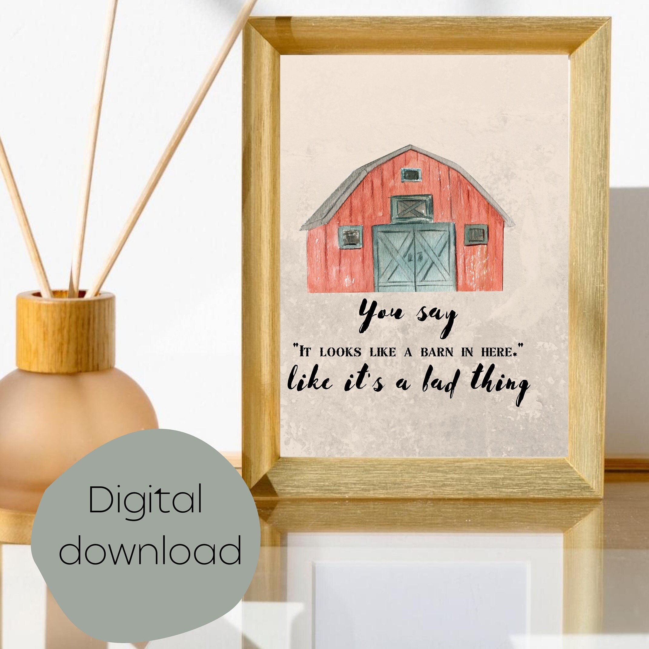 Living Room Farmhouse Barn Printable Digital Wall Art for Home - Etsy