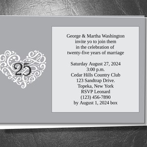 25th Anniversary Invitation, Editable Template, Printable & Instant Download