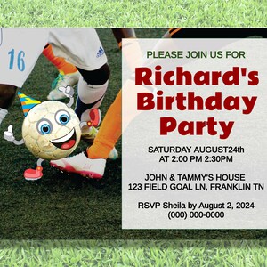 Soccer Birthday Invitation, Editable Template, Printable & Instant Download