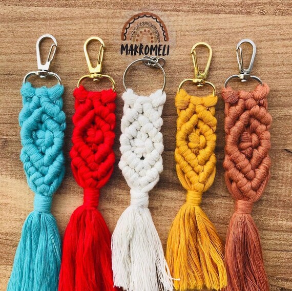 Custom Macrame Keychain With Colour Options Couple Keychain Etsy