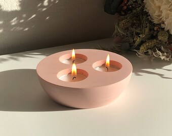 Powder pink round candlestick for candle decoration