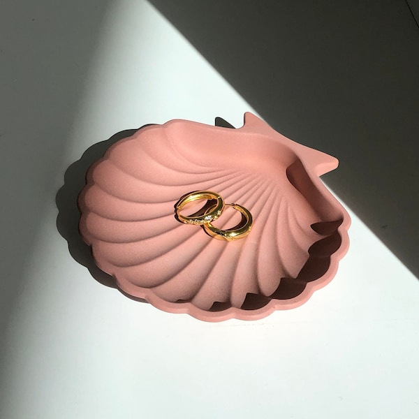 Jesmonite rosa dekorative Schale zur Schmuckaufbewahrung