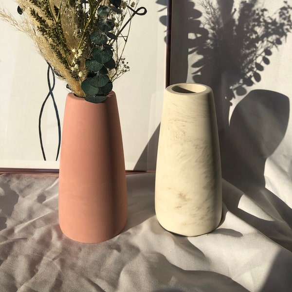 Vase marbré pour fleurs séchées décoration minimaliste