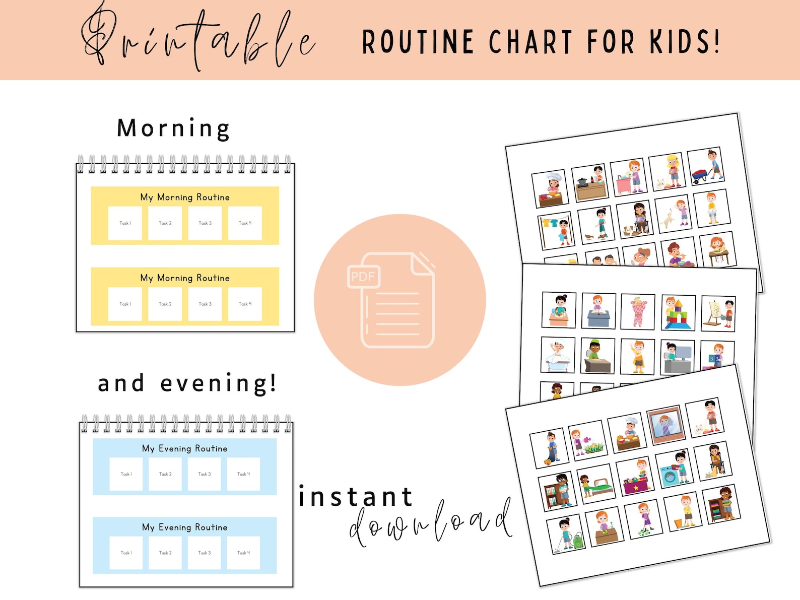 Kids Routine and Chore Chart Digital Download Back to School - Etsy