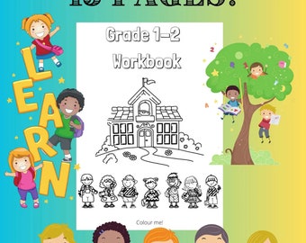 Fun educational workbook, 21 coloring pages for grade 2-3, ages 6 7 instant download and print, activity sheets for kids back to school math