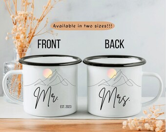 Mr or Mrs Camp Mug, Personalized Wedding Engagement Gift