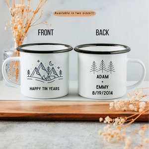 Happy Tin Years Camp Mug, Tin Year Anniversary Mug, Customized Husband Gift, Personalized Anniversary Gift, Anniversary Gift for Wife
