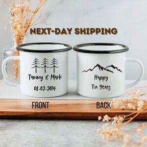 Personalized Happy Tin Years Anniversary Mug | Ten Year Anniversary Mug | 10 Years Wedding Gift for Husband